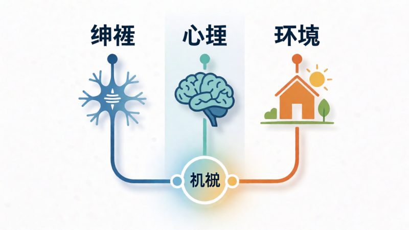 成因机制解读:神经、心理、环境三条线 示意图